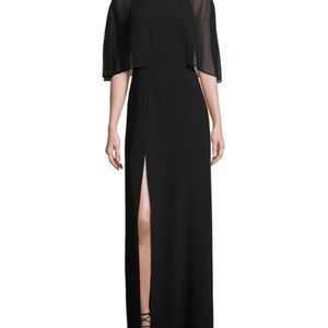 Halston Heritage Cape Sleeve Black Gown